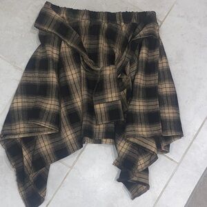 Asymmetrical Plaid Skirt in Black and Tan